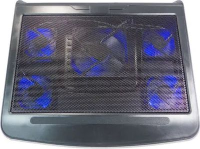Produktbild von Notebook Kühler T5 Laptop Cooling Pad 5x Lüfter 2 USB HUB 5 blaue LED 10"-19"