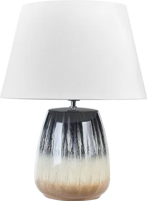 Zdjęcie produktu dla BELIANI Lampa stołowa szaro-beżowa ceramiczna 63 cm z abażurem lampka nocna ręcznie wykonana oświetlenie do sypialni salonu