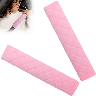 Produktbild von Gurtpolster Autogurtkissen, 2 Stück, Auto-Sicherheitsgurtpolster, Gurtschutz aus weichem Material, 27 cm, Rosa, Sicherheitsgurtbezug, Sicherheitsgurtb