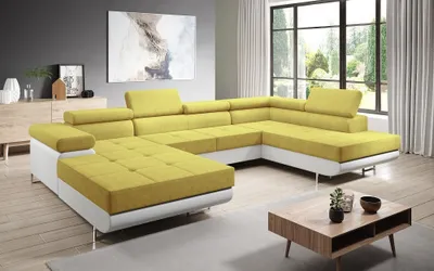 Produktbild von FurMeb24 - Ecksofa MANDANA U - LINKE SEITE , Sofa mit  Bettk€sten und Schlaffunktion - Orinaco 40 + Madryt 120