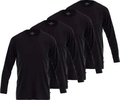Produktbild von GÖTZBURG Herren Langarmshirt, 4er Pack - Baumwolle, Longsleeve, einfarbig Schwarz M