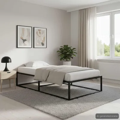 Obrázok produktu pre Maison Exclusive – kovový rám postele, čierny, 100 x 200 cm