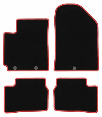Produktbild von Velours-Fußmatten für Kia Picanto II JE 2011-2017 (Schrägheck) – 4-tlg, Schwarz/Rot, passgenau – Wielganizator CARLUX