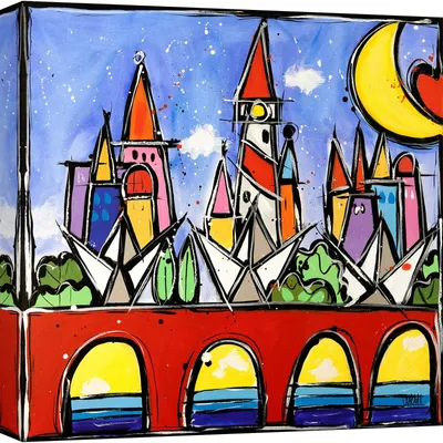 Obrázok produktu pre Farebný obraz na plátne - Wallas - Červený most - 70X70 cm