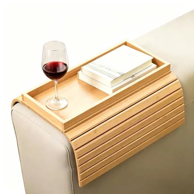 Produktbild von Bambus-Couchtisch mit Armlehne – Faltbar und rutschfest