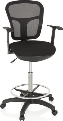 Produktbild von hjh OFFICE Counterstuhl TOP WORK 108 Arbeitsstuhl mit Armlehnen Stoff / Netzstoff
