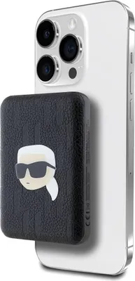 Produktbild von Karl Lagerfeld Karl Head Pin Magsafe Induktiv 5000Mah 16W Powerbank - Schwarz