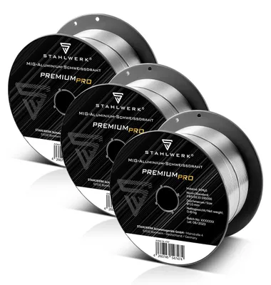 Zdjęcie produktu dla STAHLWERK 3 x pręt spawalniczy MIG MAG aluminium ER5356 AlMg5 1,0 mm 0,45 kg rolka