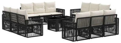 Produktbild von vidaXL Gartensofa-set 13 stk. Schwarz und Cremeweiß Poly-Rattan