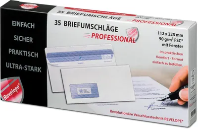 Produktbild von MAILmedia Briefumschlag REVELOPE 112 x 225 mm mit Fenster 35 Briefumschläge