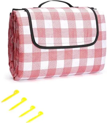 Produktbild von Famanu Picknickdecke wasserdicht - große faltbare Strandmatte - Campingdecke 150x200cm mit 4 Eckenösen - Outdoor-Teppich mit Tragegriff für Camping -