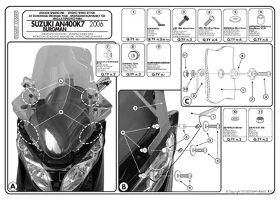 Immagine prodotto di Kit attacchi parabrezza per 266DT per SUZUKI Burgman 400