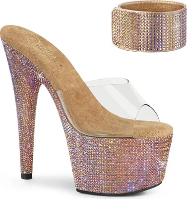 Produktbild von BEJEWELED-712RS Damen Slipper von Pleaser, Transparent Roségold , EU 41, US 11