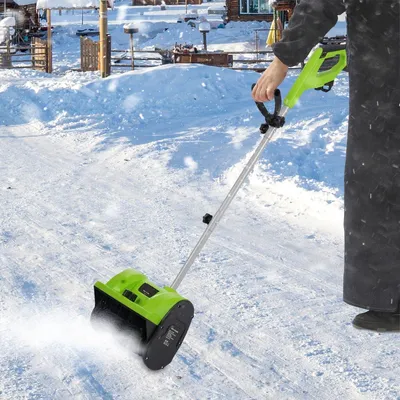 Obrázek produktu pro Elektrický sněžný pluh - 1200 W - šířka záběru 30 cm - zelený - s nylonovým nožem