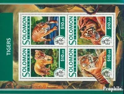 Produktbild von Briefmarken Salomoninseln 2017 Mi 4456-4459 Kleinbogen (kompl. Ausg.) postfrisch Tiger