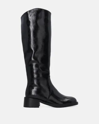 Produktbild von VENEZIA Damen Stiefeletten Ankle Boots Winterstiefel - Schwarze Stiefel aus glänzendem Leder aus Echtes Leder Schwarz Größe 37