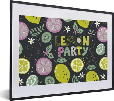 Produktbild von MuchoWow® Gerahmtes Poster Summers - Zitat - Zitronen - Schwarz 40x30 cm - Poster mit Schwarzem Bilderrahmen Wandposter Rahmen Foto Bilder - Bilderrahmen - Poster im Rahmen