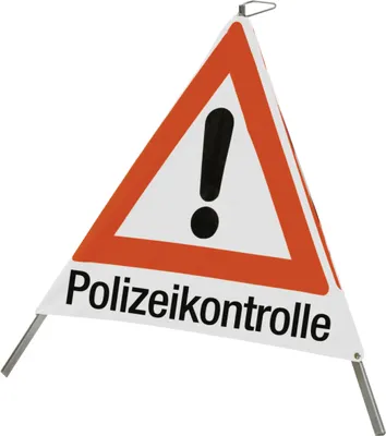Produktbild von Faltsignal mit Symbol Gefahrenstelle und Text "Polizeikontrolle", 900 mm SL
