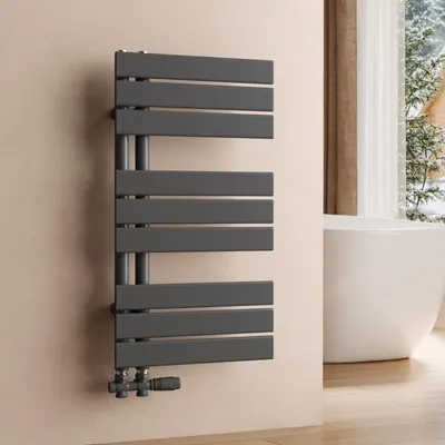 Produktbild von S'AFIELINA 762x400mm Design Badheizkörper Handtuchheizkörper Flach Paneel Seitenanschlusss Heizkörper für Bad Handtuchtrockner Anthrazit 342 Watt