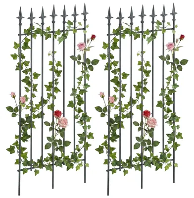 Produktbild von CLP 2er Set Rankgitter Elisa 100 x 50 cm lackiertes Eisen im Jugendstil für Garten anthrazit