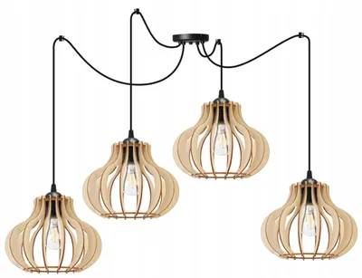 Image de Suspension, lustre, bois, abat-jour LED
