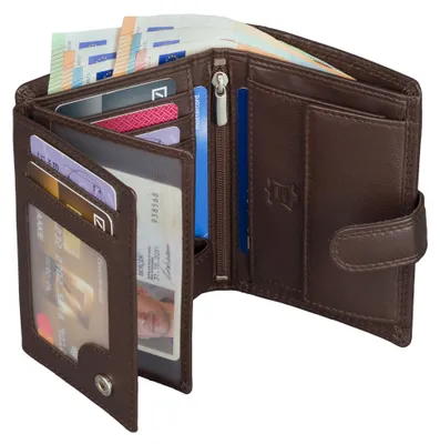 Produktbild von Leder Geldbörse Herren Portemonnaie RFID Hochformat Geldbeutel Echtleder (9902) Braun