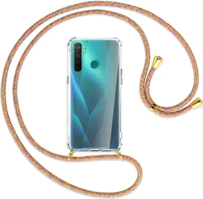 Produktbild von Handykette Backcover-Schutzhülle mit Band (Metall goldfarben) für Realme 5 Pro - Rainbow