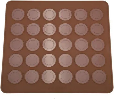 Image de Tapis de cuisson en silicone pour macarons, avec 30 alvéoles - Moule antiadhésif pour gâteaux et pâtisseries
