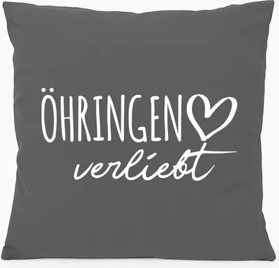 Produktbild von Huuraa Kissen Öhringen verliebt 40x40cm mit Füllung Steel Grey Baumwolle Dekokissen Geschenkidee