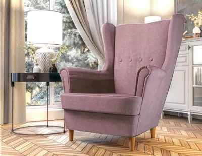 Produktbild von Easy4You Sessel Uszak Rosa 82x100x86 cm, Relaxsessel, Skandinavischer Sessel, Moderner Polstersessel in Stoff Velvet Kronos, Wohnzimmermöbel, Füße aus Holz
