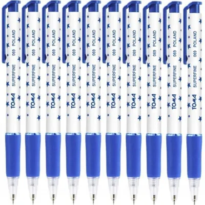 Produktbild von Toma Kugelschreiber Superfine 069 Sterne Set 10 Stück Blau