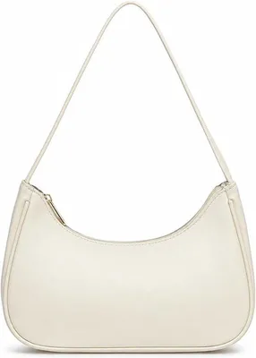 Produktbild von Stylish cremekleurige Schultertas für Damen, veganer Leder Hobo-Tasche mit Reißverschluss, trendy Tüte für Jugendliche und Erwachsene