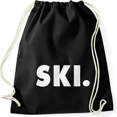 Produktbild von Turnbeutel Ski Wintersport Wintersportler Ski-Fahrer Moonworks® schwarz unisize