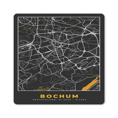 Produktbild von MuchoWow® Mauspad Mousepad Bochum - Stadtplan - Karte - Gold - Deutschland 30x30 cm - Mousepads - Maus Mat - Pad - Mausunterlage - Gaming
