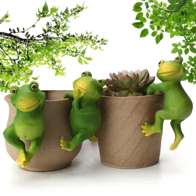 3er-Set hängende Froschfiguren aus Harz, Teich-Deko