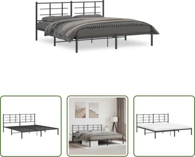 Produktbild von The Living Store Bettgestell mit Kopfteil Metall Schwarz 183x213 cm
