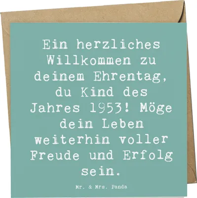 Produktbild von Mr. & Mrs. Panda Glückwunschkarte Spruch 1953 Geburtstag - Meeresbrise - Geschenk, Ehrentag, Geburtstagsgeschenk, anlasskarte, Grußkarte, Klappkarte, faltkarte, Jubiläum