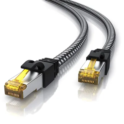 Productafbeelding van CSL - 15 meter CAT 7 netwerkkabel, Gigabit Ethernet LAN-kabel - met katoenen omhulling - 1000