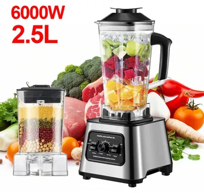 Produktbild von Stabmixer 2-in-1 - 6000 W - 2,5-l-Behälter - Zerkleinerer - Smoothie-Becher - Edelstahl-Eisklingen