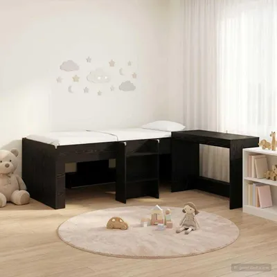 Imagen del producto de Maison Exclusive: Cama alta con escritorio para niños, 2 unidades, roble