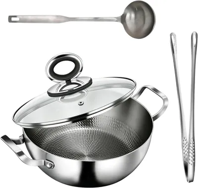 Imagen del producto de Sartén de titanio forjado, de 30 cm, con tapa y dos asas, apta para cocinas de inducción, ideal para la cocina