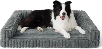 Produktbild von Orthopädisches Hundebett für große Hunde, 89x64x18cm, wasserdicht, Grau