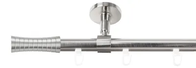 Produktbild von SN Deco Gardinenstange Innenlauf Nancy, 19 mm, 1-läufig, Stahl, Komplett-Set mit Ringen, Profildeckentrager, 150 cm, edelstahl optik