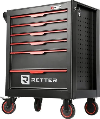 Produktbild von RETTER R1 Werkzeugwagen 27" mit 6 Schubladen & 136-tlg. Werkzeugsatz im Profi Werkzeug – fahrbar & robust