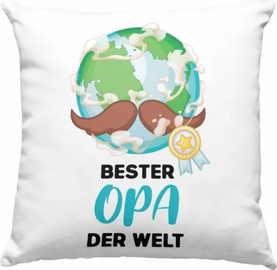 Produktbild von Trendation - Bester Opa Der Welt Geschenk Deko-Kissen mit Füllung 40x40  Deko-Kissen mit Füllung 40x40 Spruch Lustig von Enkel zum Geburtstag Weihnachten  (Grau)