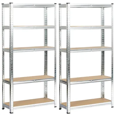 Obrázok produktu pre sada 2 ťažkých políc strieborná pozinkovaná 70 cm 10 políc Š70xV30xH154 cm