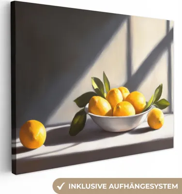 Produktbild von Wanddeko 80x60 cm - Stilleben - Zitronen, Leinwand Bilder Wohnzimmer