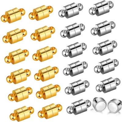 Magnetische Schmuckverschlüsse, 24 Paar, Silber+Gold, 1x0,5 cm