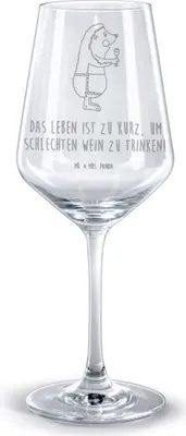 Produktbild von Mr. & Mrs. Panda Weinglas Igel Wein - Transparent - Geschenk, Glas Rotwein, Rotweinglas mit Gravur, für, Weintrinker, Kelch, Weinliebhaber, Weißwein, Lustige Sprüche