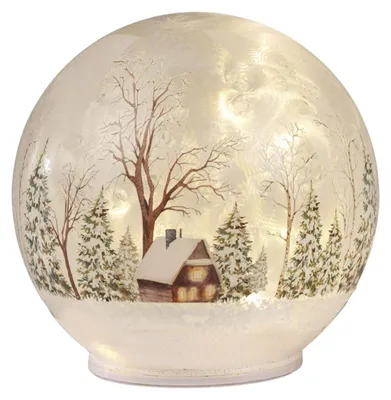 Produktbild von LED Dekoobjekt Kugel Winterlandschaft geeist DREHEND ⌀ 15cm Glas Timer Formano
